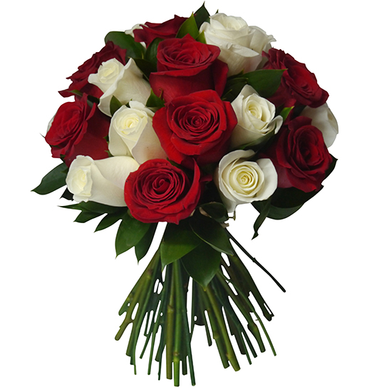 White & Red Rose Bouquet